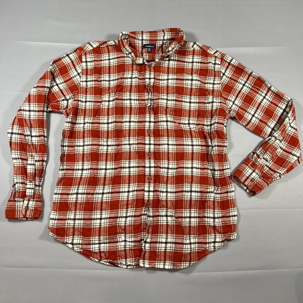 Croft & Barrow Flannel Shirt Mens 2XL Red Tartan Plaid Cotton Long Sleeve Casual